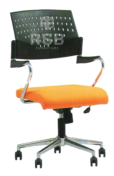 เก้าอี้สำนักงาน แขนเหล็กดีไซน์ เบาะหนัง รหัส 405
