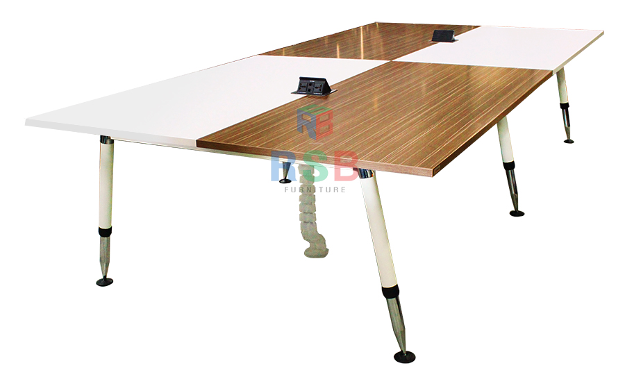 โต๊ะประชุมขาเหล็กตัว V จำนวน 8 - 12 ที่นั่ง ขนาด 320 x 160 cm + ปลั๊กไฟ สาย LAN ฝังที่โต๊ะ รหัส 1425