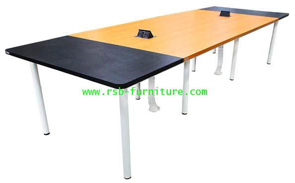 โต๊ะประชุมขาเหล็ก ขนาด 8 - 12 ที่นั่ง ขนาด 360 x 120 cm + ปลั๊กไฟ POP-UP รหัส 1708