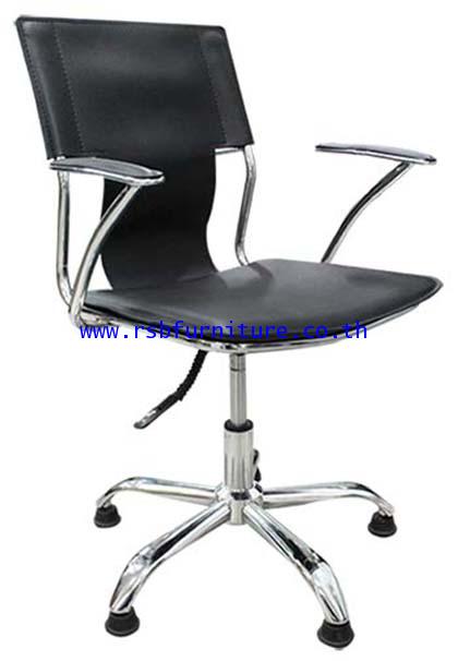 เก้าอี้สำนักงาน พนักพิงที่นั่งเป็นแผ่นหนัง แบบหนา ขาไม่มีล้อ รหัส 2044