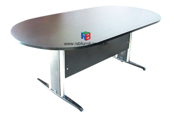 โต๊ะประชุม ทรงแคปซูล ขาเหล็กปั้มเงา มีขนาด กว้าง 180 / 220 / 240 cm รหัส 2515