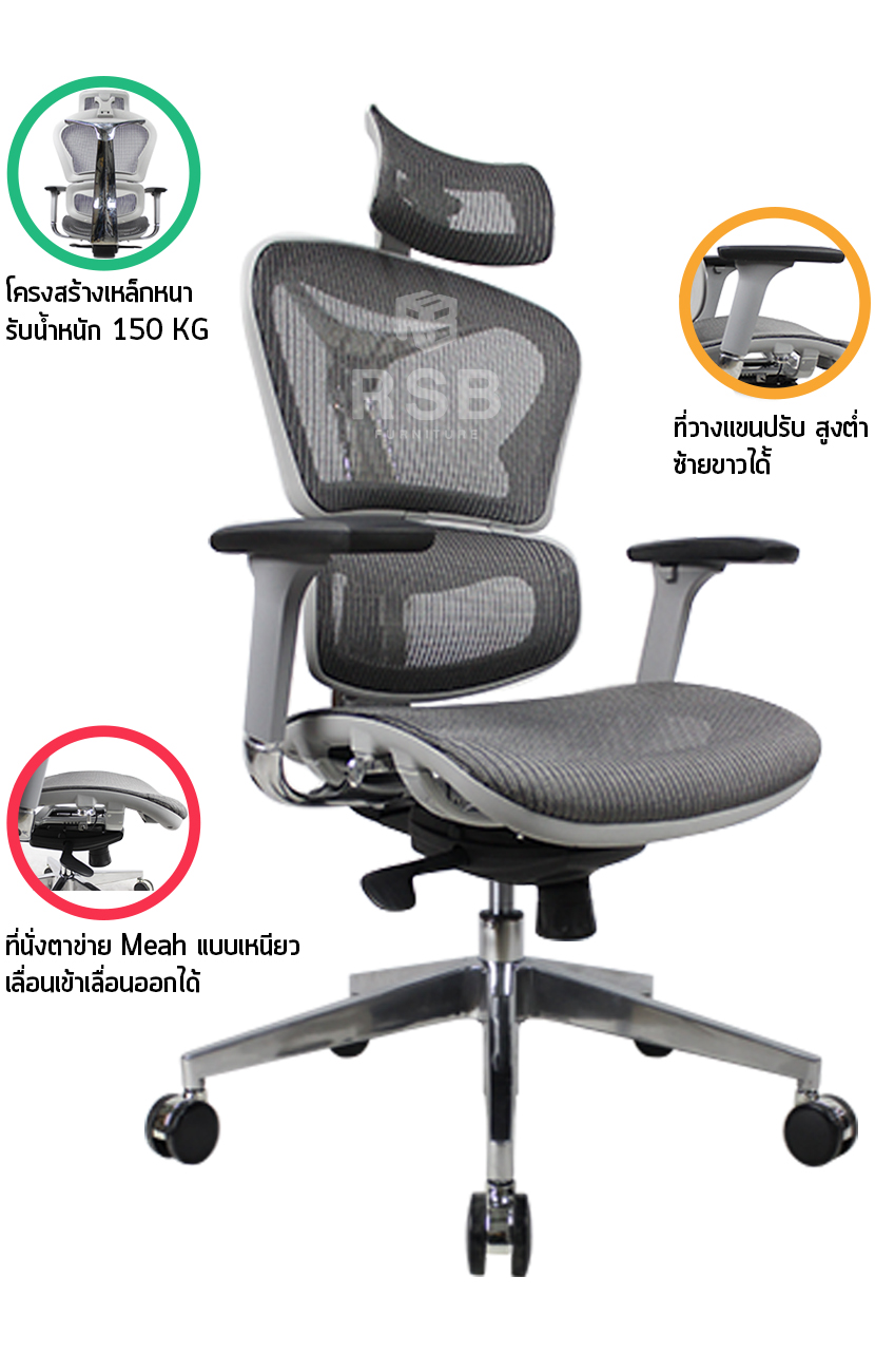 เก้าอี้สุขภาพ ERGONOMIC CHAIR รับน้ำหนัก 130 KG รหัส 2535