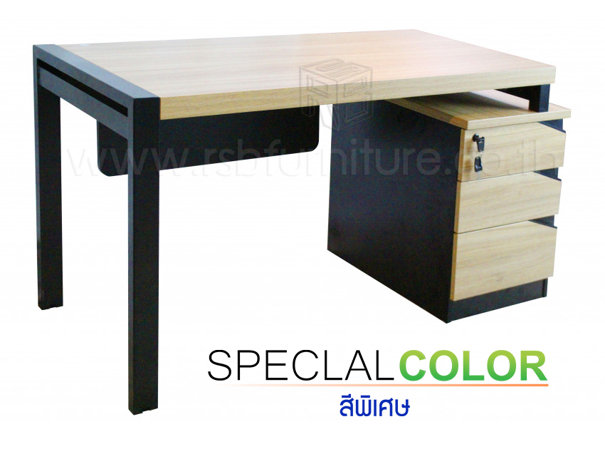 โต๊ะทำงานขาเหล็ก หนาพิเศษ + ตู้ลิ้ันชัก TOP หนา 50 mm ขนาด 135 x 60 cm รหัส 2742