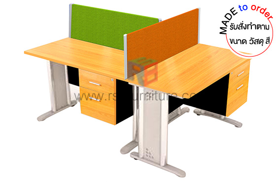 โต๊ะทำงานกลุ่ม ขาเหล็ก WORKSTATION 3 ที่นั่ง ขนาด 180 x 120 cm พร้อมฉากกั้น รหัส 2841