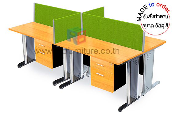 โต๊ะทำงานกลุ่ม 4 ที่นั่ง ขาเหล็ก WORKSTATION พร้อมฉากกั้นบนโต๊ะ ขนาด 240 x 120 cm รหัส 2842