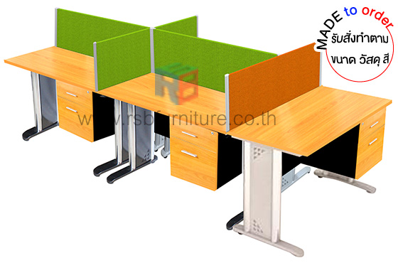 โต๊ะทำงานกลุ่ม 5 ที่นั่ง ขาเหล็ก WORKSTATION พร้อมฉากกั้นบนโต๊ะ ขนาด 300 x 120 cm รหัส 2843