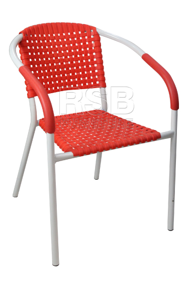 เก้าอี้หวาย พลาสติก โครงเหล็กสีขาว ใช้กลางแจ้ง รหัส 2872