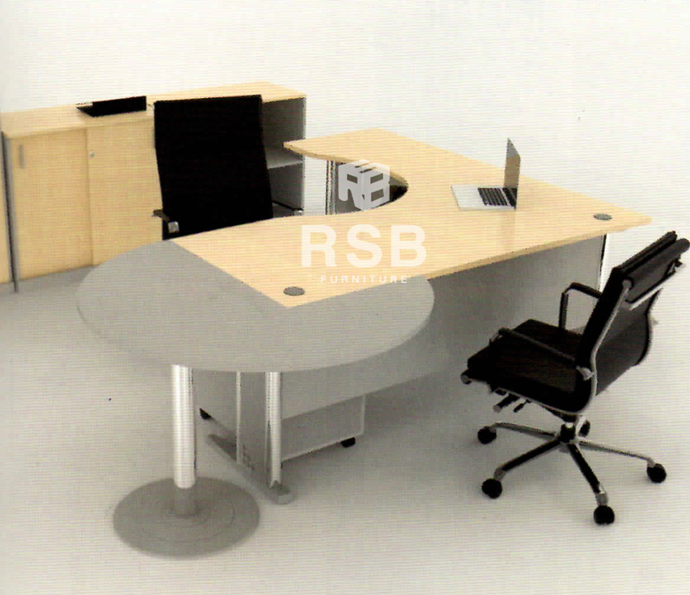 โต๊ะทำงานเข้ามุม ผู้บริหาร ขาเหล็ก ขนาด 240 x 220 cm. รหัส 2996