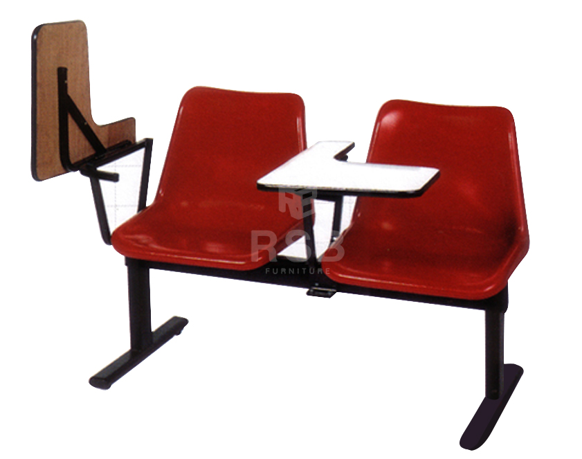 เก้าอี้แถวเลคเชอร์ โพลี แผ่นเขียนพับขึ้นลง จำนวน 2 / 3 / 4 ที่นั่ง ขาเหล็กพ่นสีดำ รหัส 3191