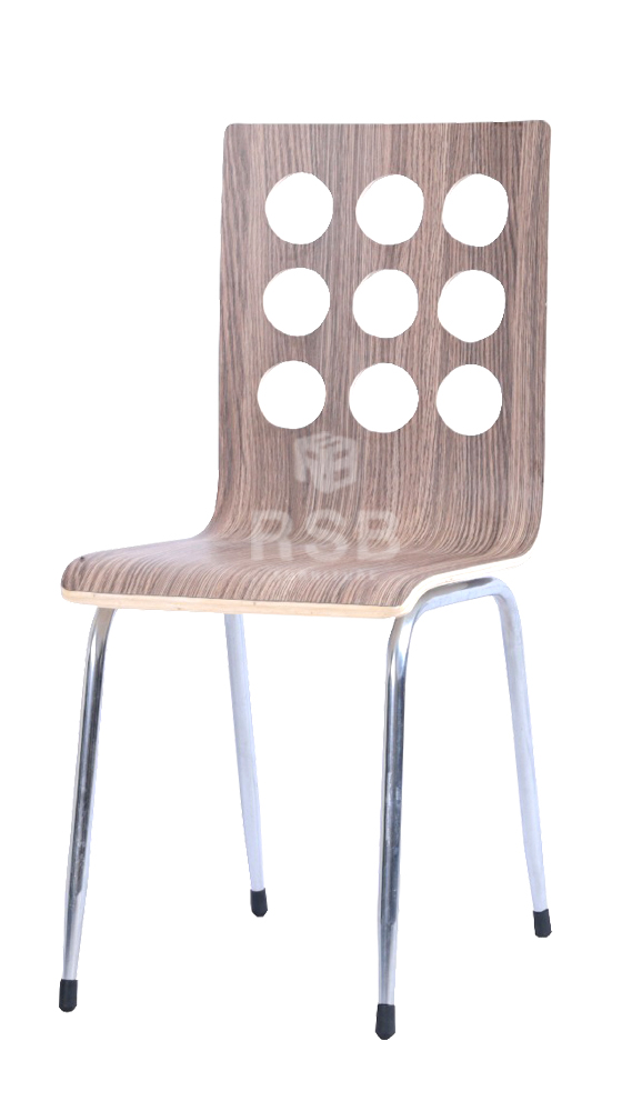 เก้าอี้ Design ขาเหล็ก พนักพิงไม้ เจาะรูกลม รหัส 3466