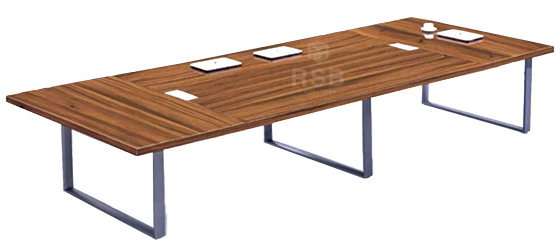 โต๊ะประชุม ขาเหล็กกล่อง วางสลับลายไม้ จำนวน 12 - 16 ที่นั่ง ขนาด 400 / 480 cm รหัส 3380