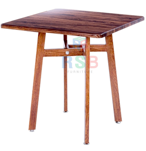 โต๊ะทรงเหลี่ยม ลายไม้ ขาสลับงานดีไซน์ ขนาด 70 x 70 x 75 cm รหัส 3538