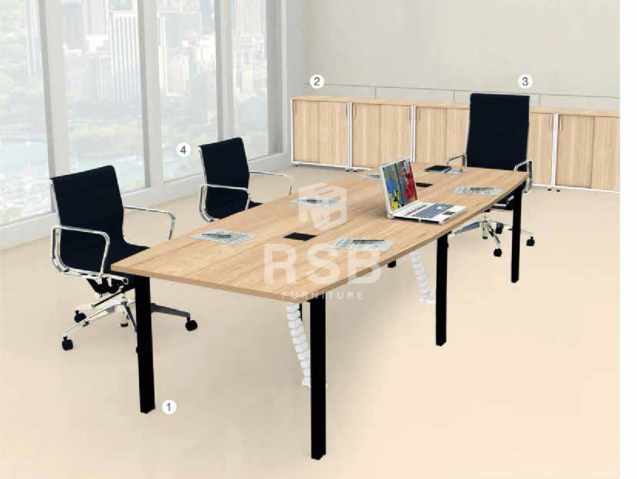 โต๊ะประชุม ขาเหล็ก DESIGN WORK จำนวน 6 - 10 ที่นั่ง พร้อมกล่องไฟ มี 2 ขนาด ขนาด 240 cm / 320 cm รหัส 3647