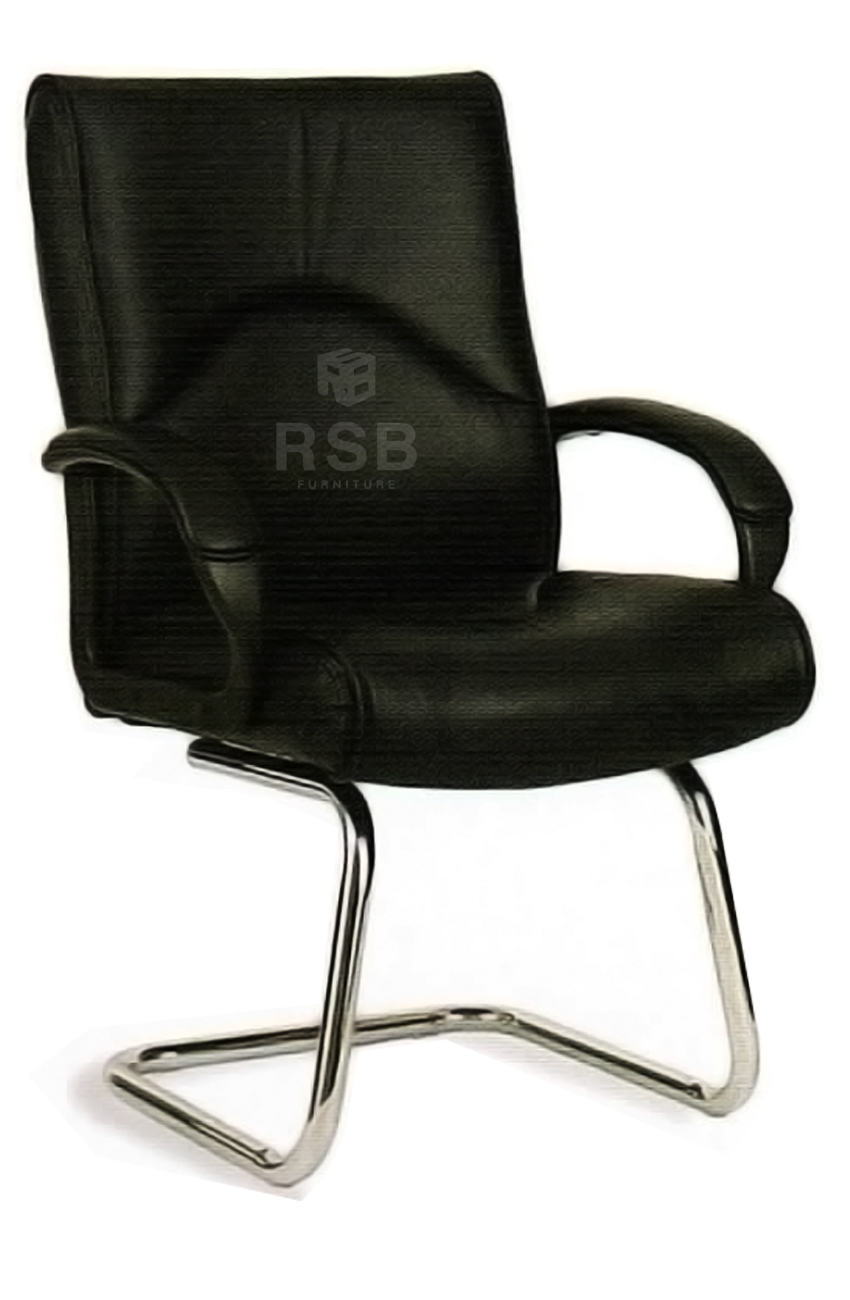 เก้าอี้ทำงาน ขาเหล็ก ตัว C พนักพิงหนัง PU รับน้ำหนัก 100 KG รหัส 3715