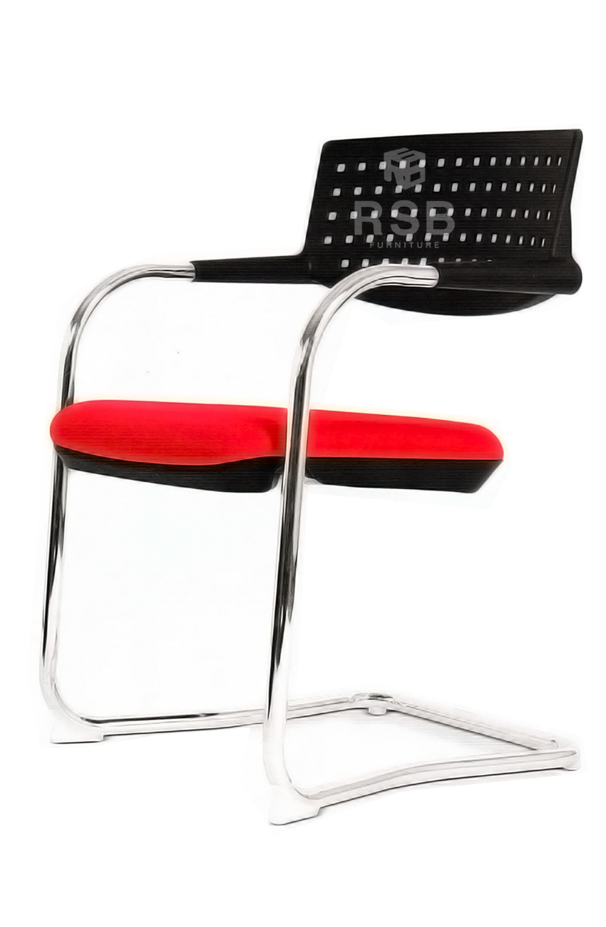 เก้าอี้สำนักงาน ขาเหล็กตัว C มีโครงเหล็กหนา รับตรงที่นั่ง รหัส 3744