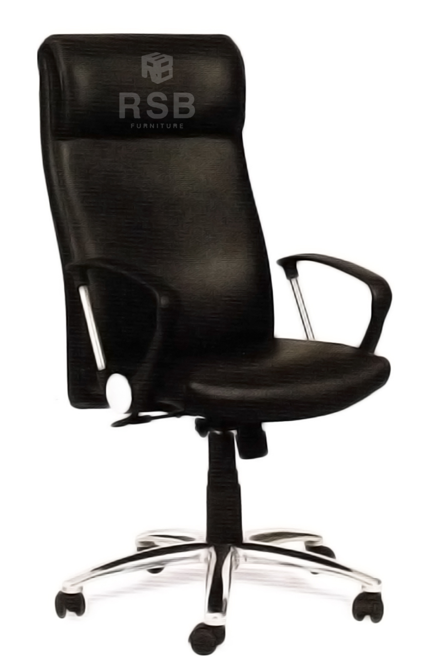 เก้าอี้ทำงาน แขนดีไซน์ ขา Aluminium Alloy หุ้มหนัง รหัส 3740
