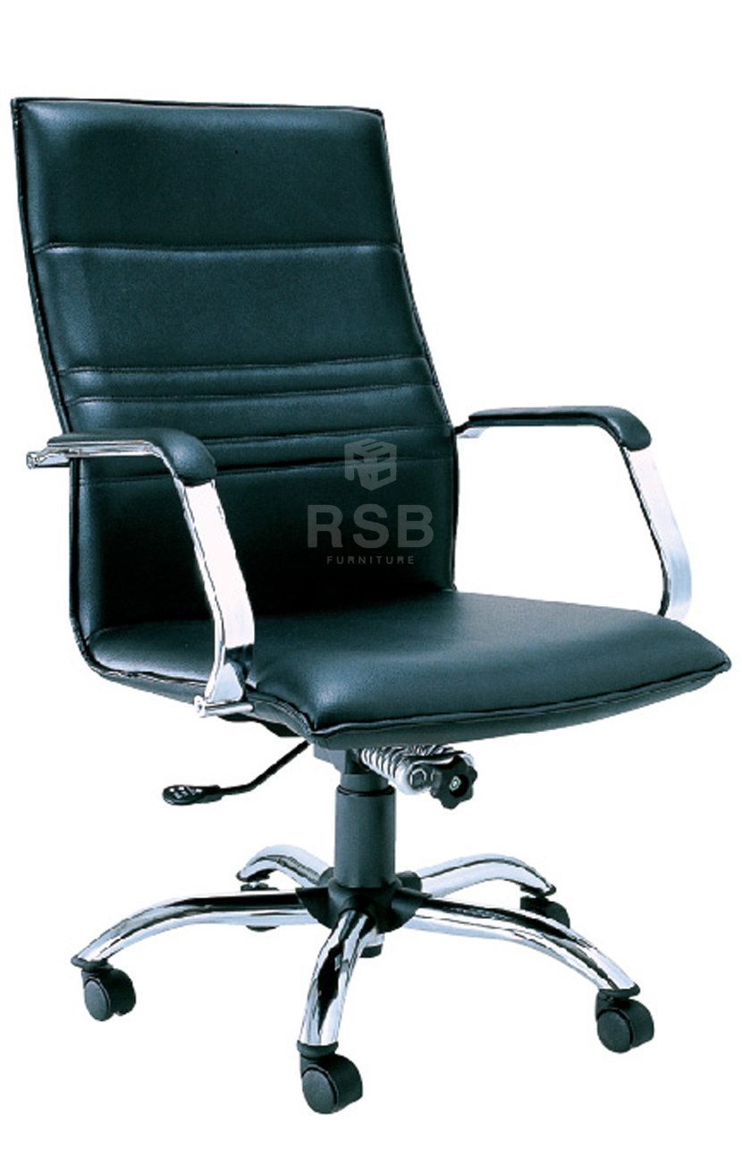 เก้าอี้สำนักงาน พนักพิงพิงระดับกลาง ขาเหล็กชุบโครเมียม รหัส 3873