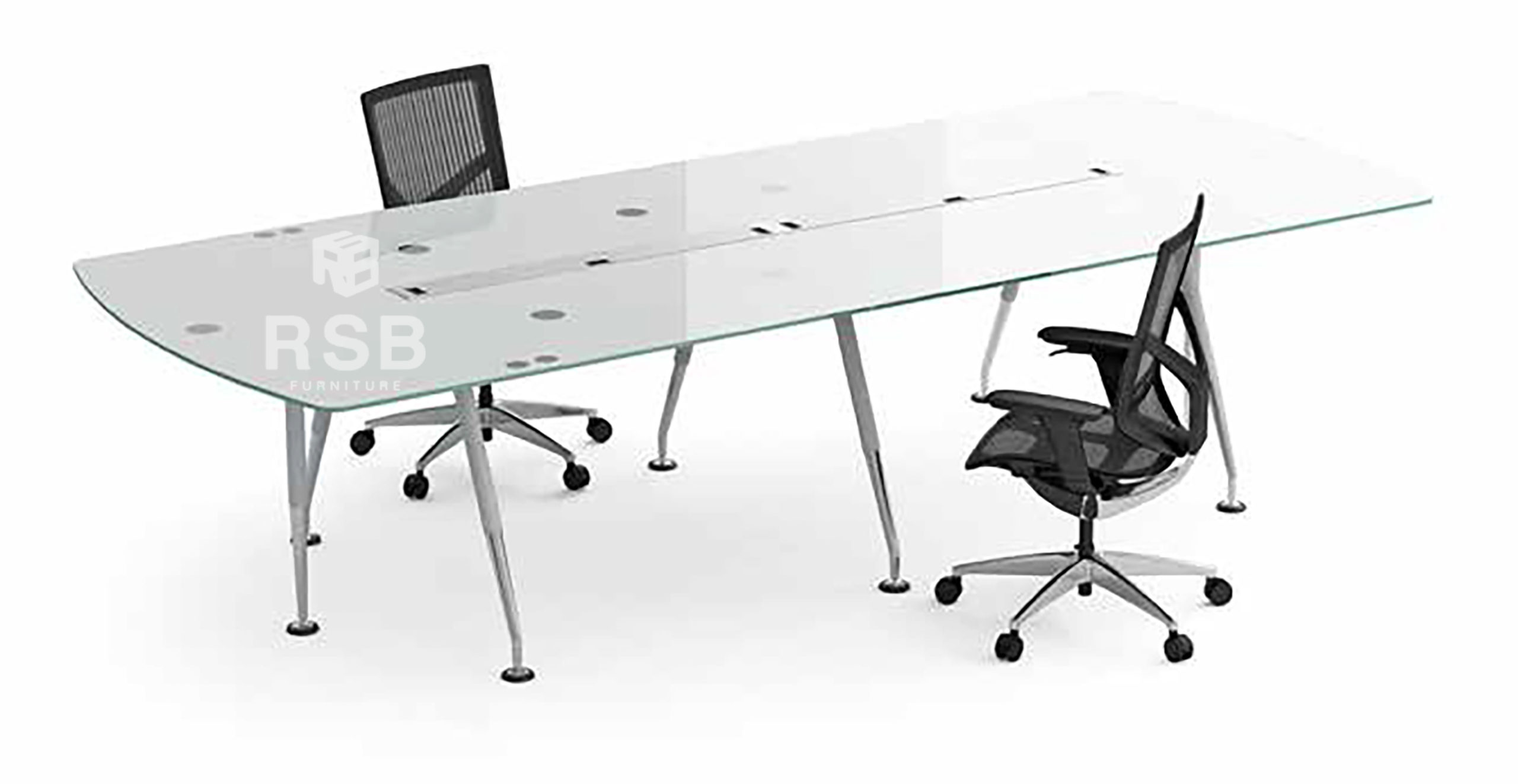 โต๊ะประชุม ขาเหล็ก TOP กระจก TEMPERED ขนาด W320 /400 cm รหัส 4273