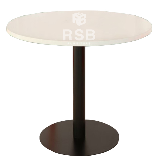 โต๊ะกลมไม้ ขาเหล็กพ่นสีดำ ขนาด W 60/80 CM รหัส 4384