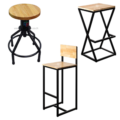 เก้าอี้บาร์ ไม้ยางธรรมชาติ