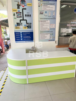 รีวิวภาพถ่ายจริงจากหน้างาน ที่นำเคาน์เตอร์ ทรงตัว  L รุ่นบังหน้าเต็มพื้นไปจัดส่งค่ะ