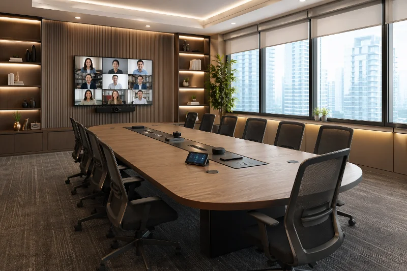 ห้องประชุมโต๊ะทรงวงรีรองรับ Hybrid Meeting พร้อมอุปกรณ์ครบ